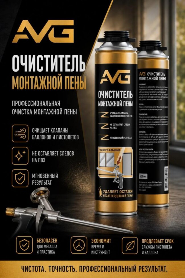 Очиститель монтажной пены AVG 500 мл Очиститель монтажной пены AVG 500 мл