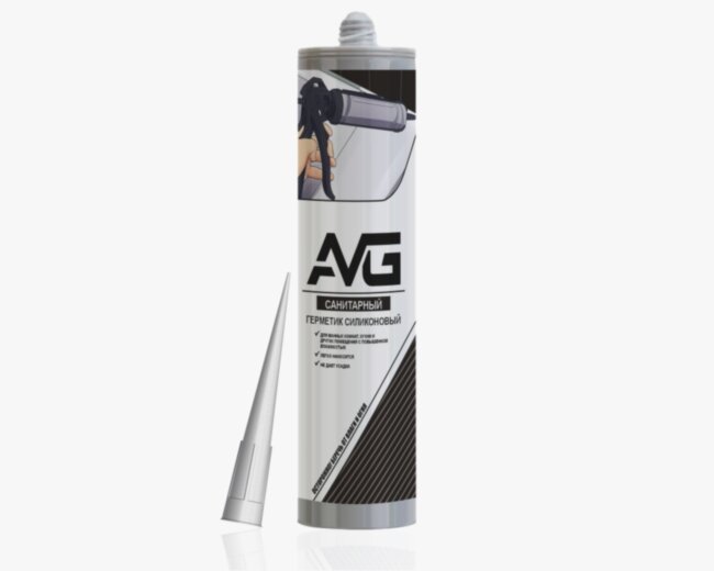 AVG( АВГ ) герметик силиконовый санитарный. Цвет белый